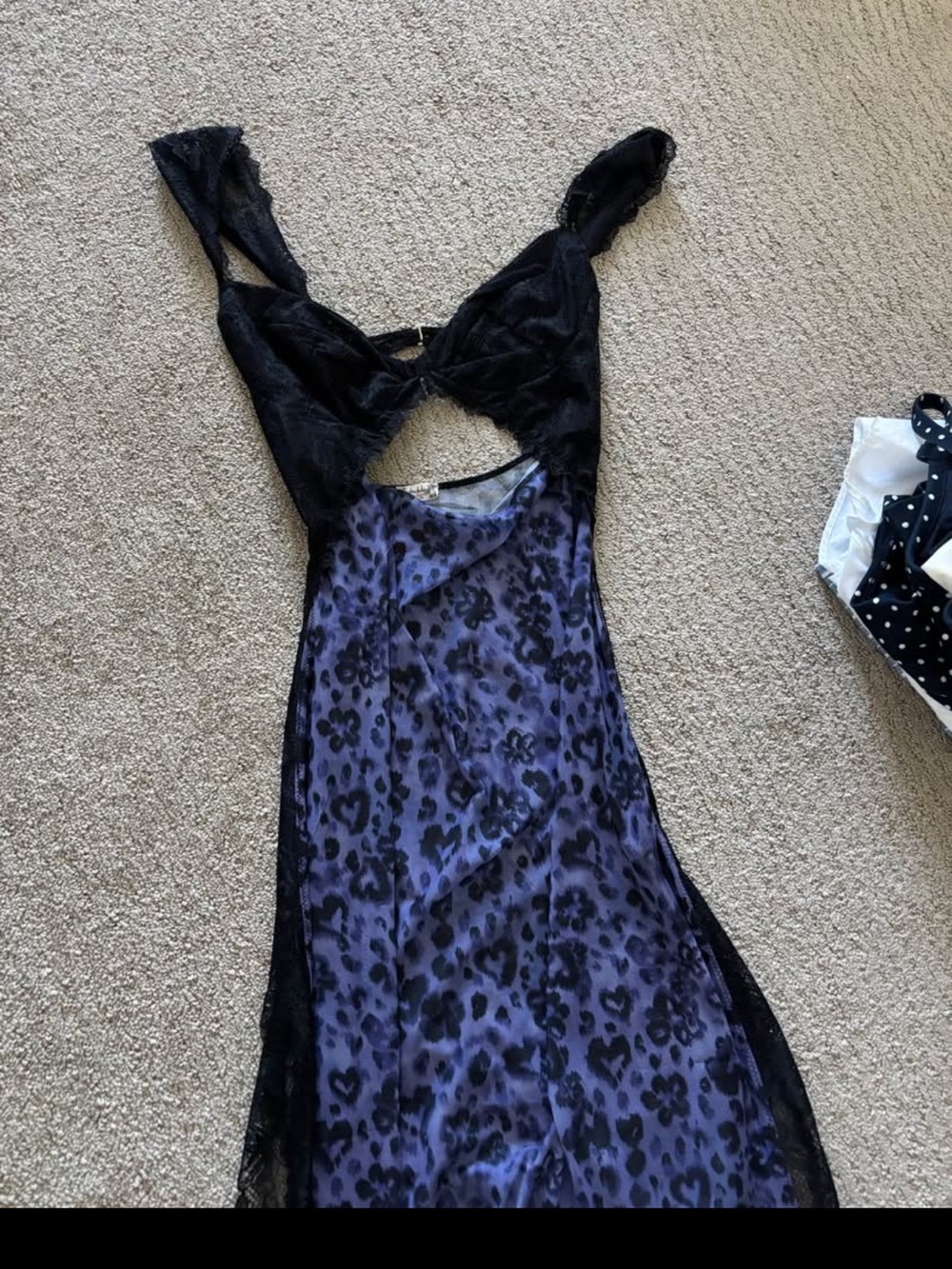 Free People lace bodice maxi slip in plum and periwinkle floral - Picture 2 of 2